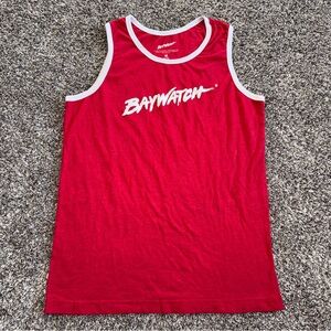 Men’s Red White Baywatch Malibu Beach Patrol Tank Size Medium